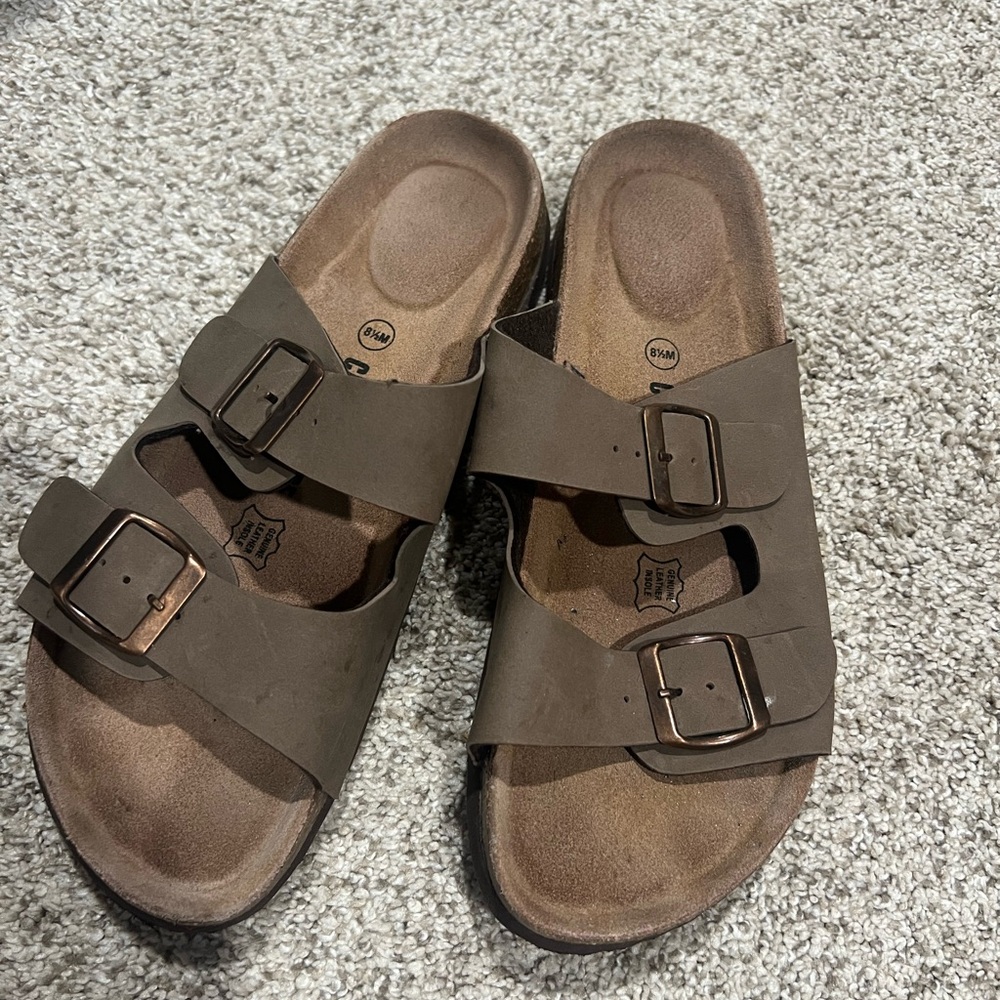 Brown Double Strap Sandals